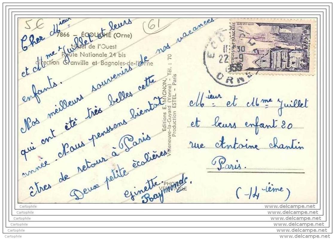 61 - ECOUCHE - Hotel De L'Ouest - RN 24 Bis (cpsm 9x14) - Ecouche