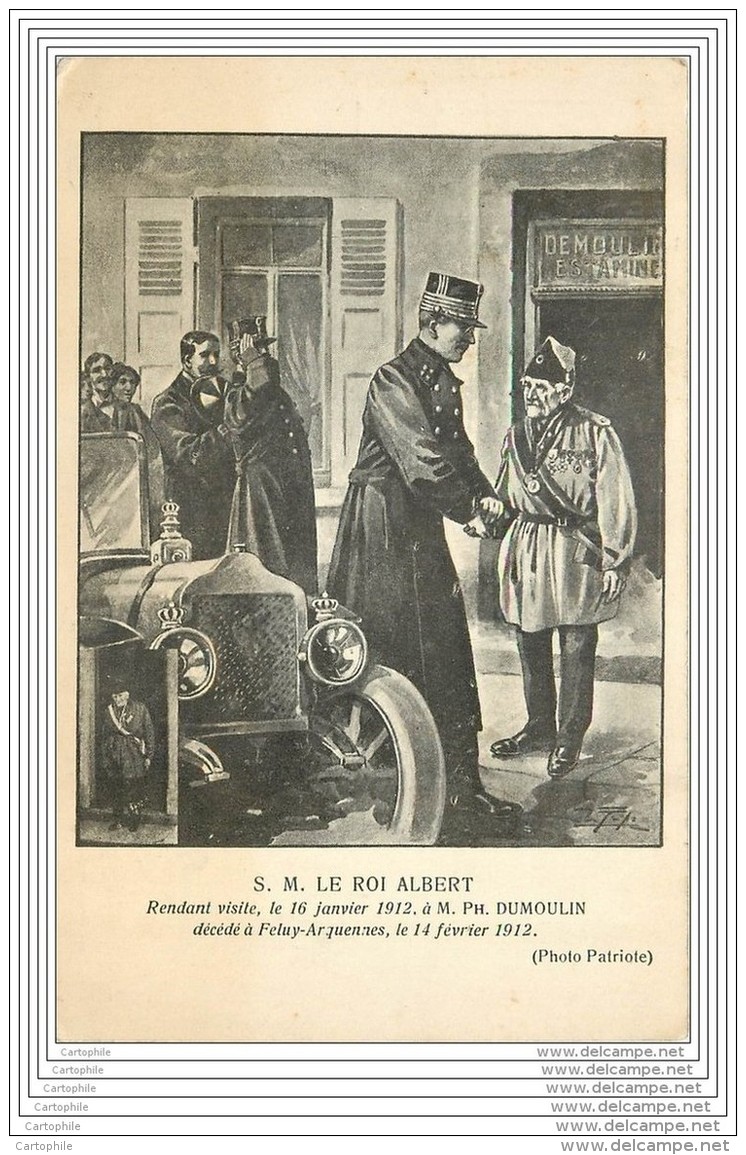 BELGIQUE - S.M. Le Roi Albert Rendant Visite A Mr Dumoulin Decede A Feluy Arquennes En 1912 - Autres & Non Classés