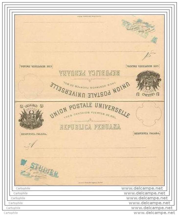 PERU - Entier Postal Con Respuesta Pagada - Non Used - Pérou