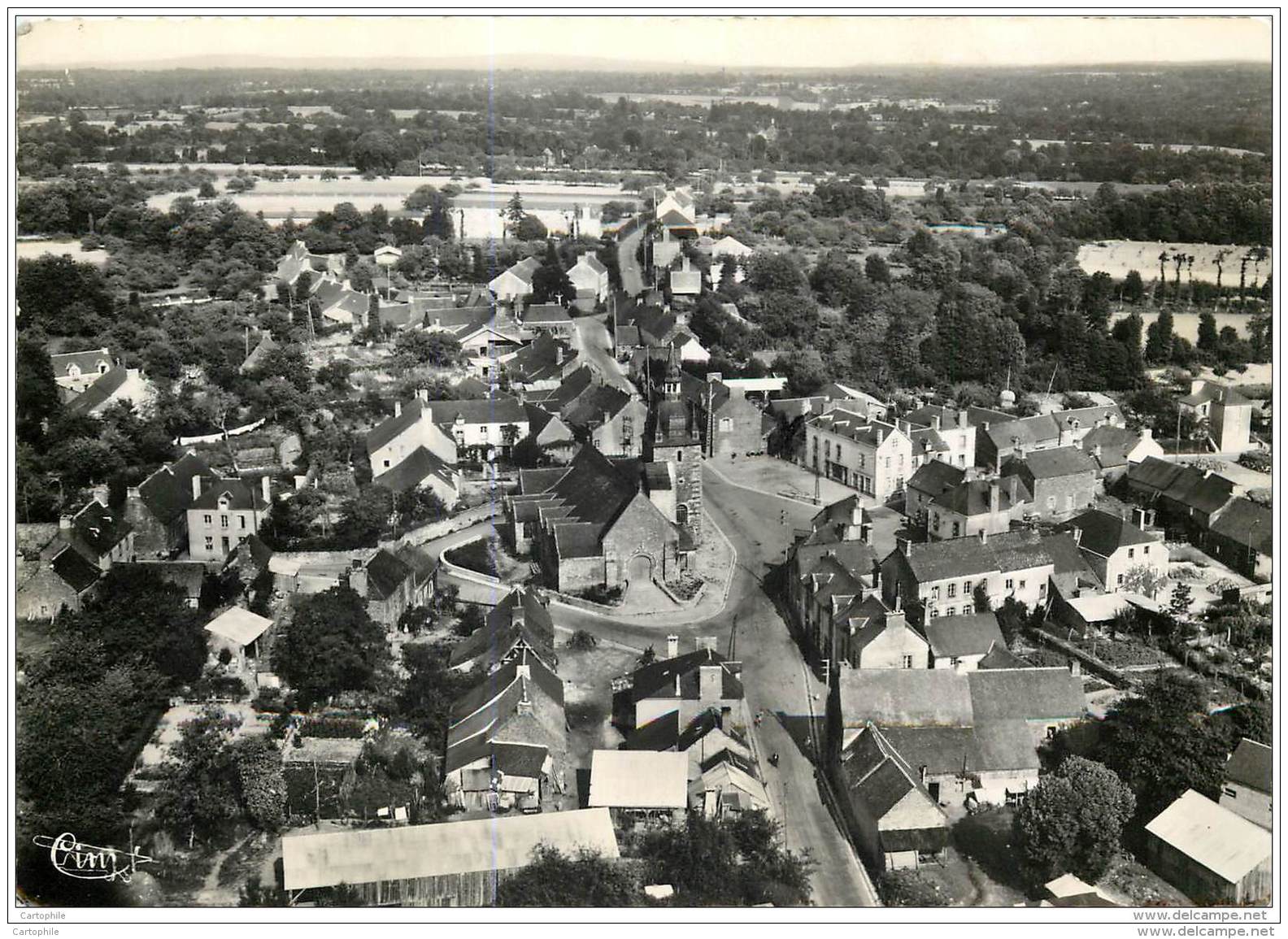 56 - LANOUEE - Vue Aerienne Du Centre 1958 - Altri & Non Classificati