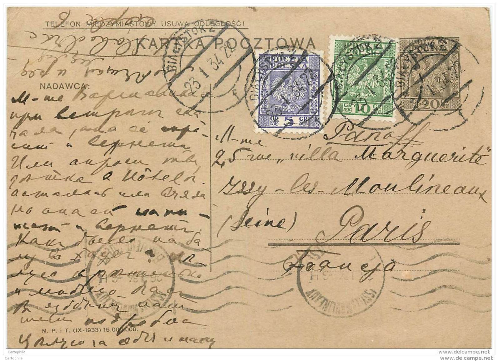 Pologne - Entier Postal From Bialystok 1934 - Entiers Postaux