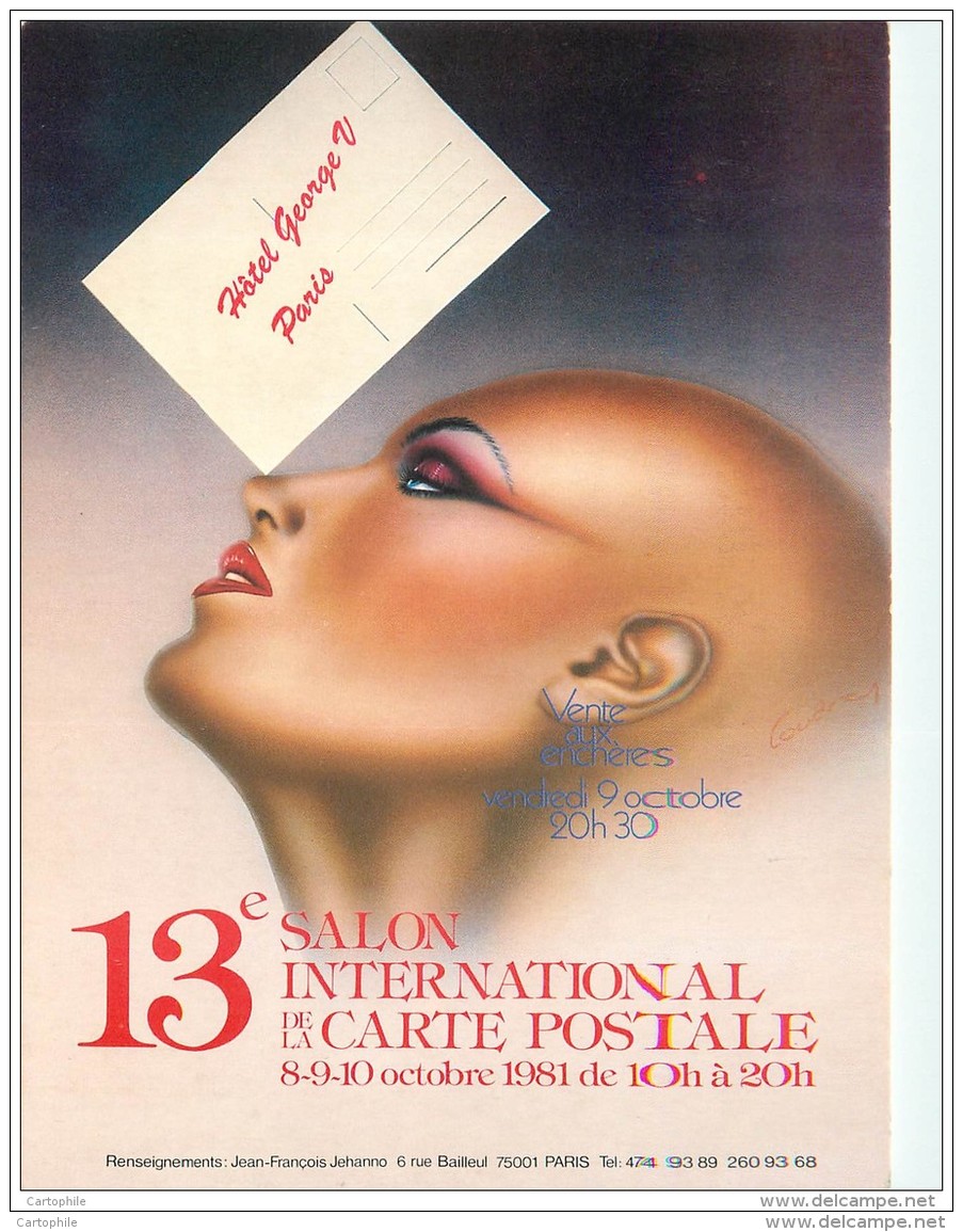 13e Salon International De La Carte Postale 1981 A L'hotel George V A Paris - Carte Numerotee Avec Cachet - Borse E Saloni Del Collezionismo