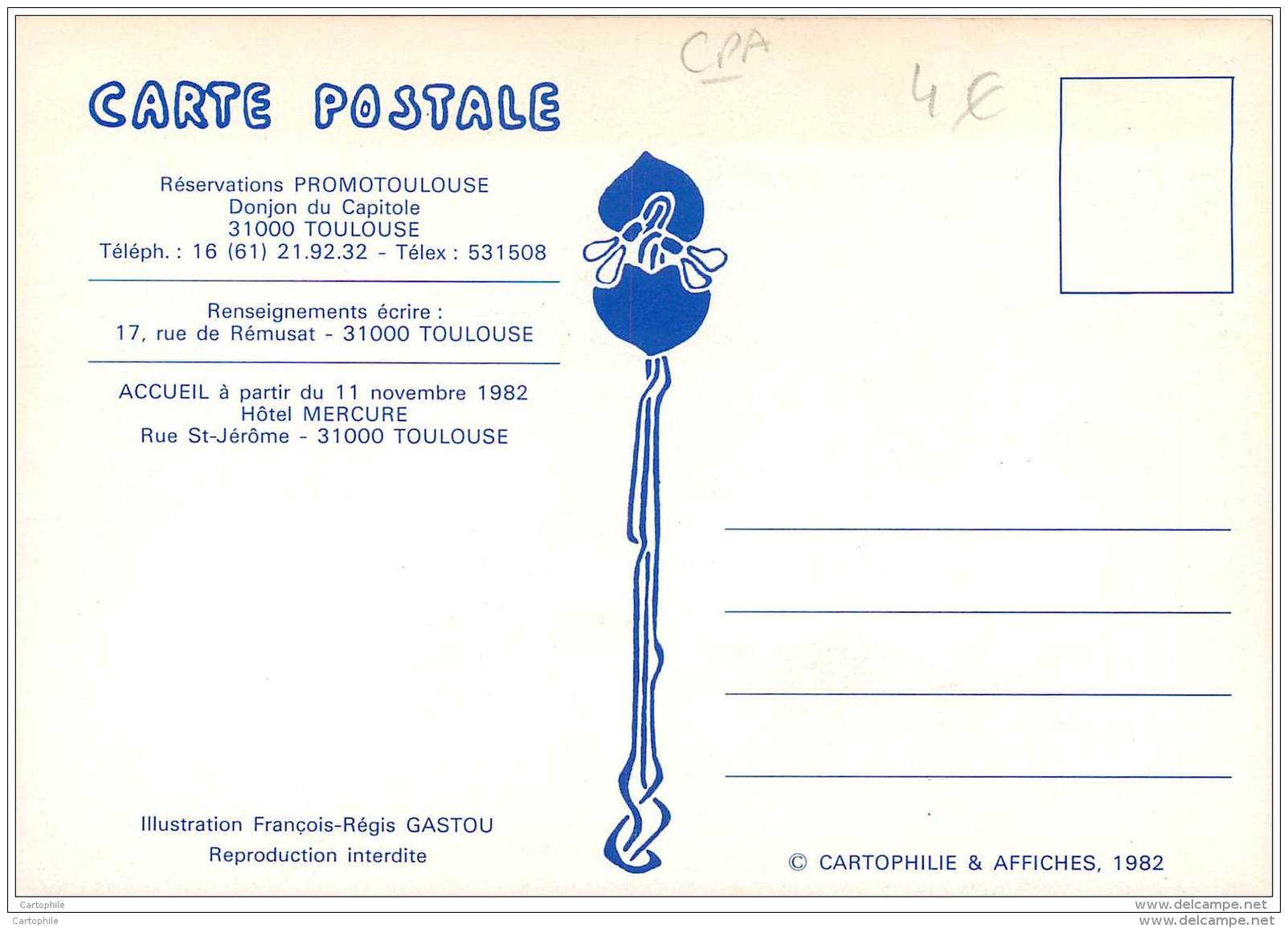 1er Congres National De La Cartophilie Et Affiches A Toulouse Novembre 1982 - Salon Carte Postale - Borse E Saloni Del Collezionismo