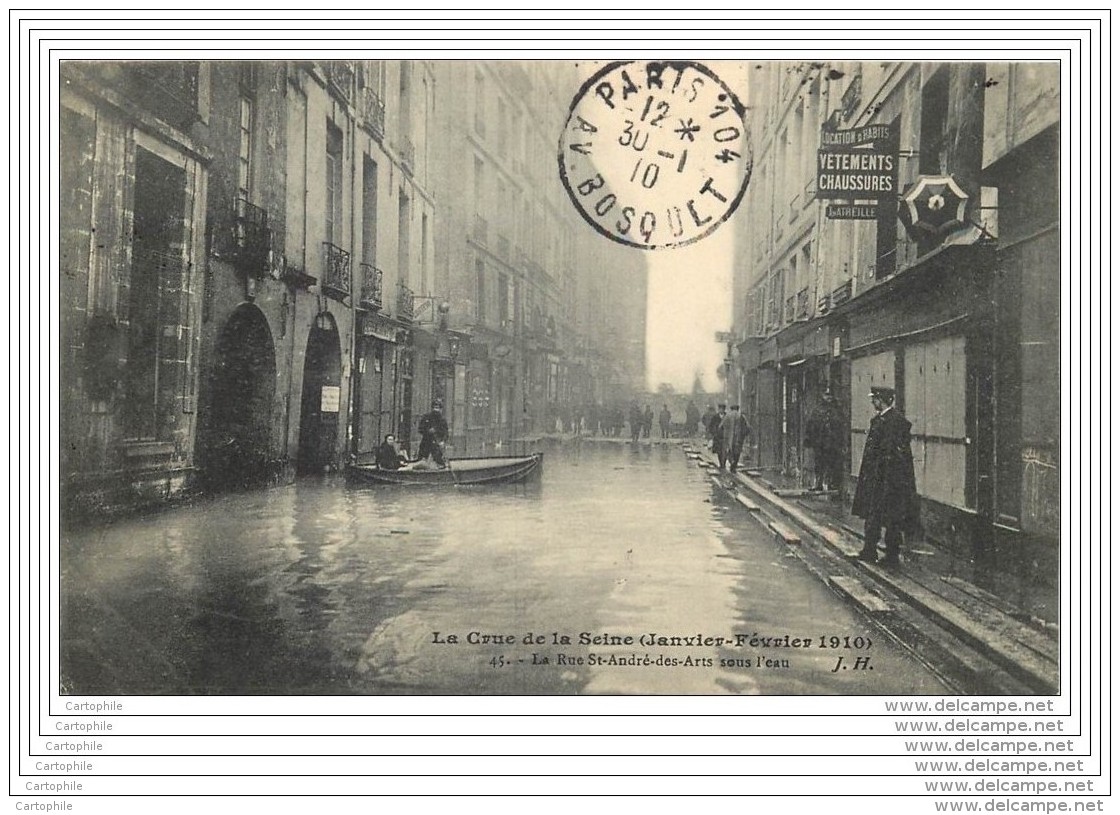 75003 -  PARIS  -  Rue Saint Andre Des Arts Sous L'eau - Crue Seine 1910 - Arrondissement: 03
