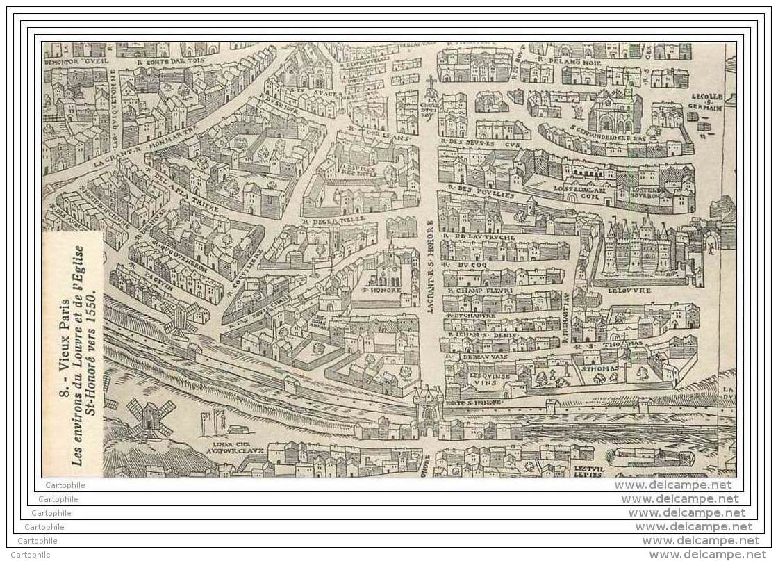 75 - PARIS - Carte Puzzle - Plan Du Vieux Paris - Louvre Et Eglise St Honore En 1550 - Lots, Séries, Collections
