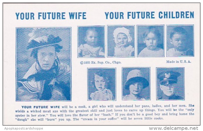 Humour Vintage Arcade Card Your Future Wife Will Be A Cook - Humour