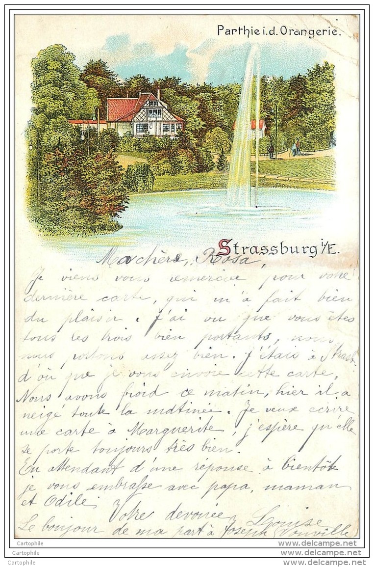 67 - STRASBOURG - Illustration 1900 - Orangerie - Strasbourg