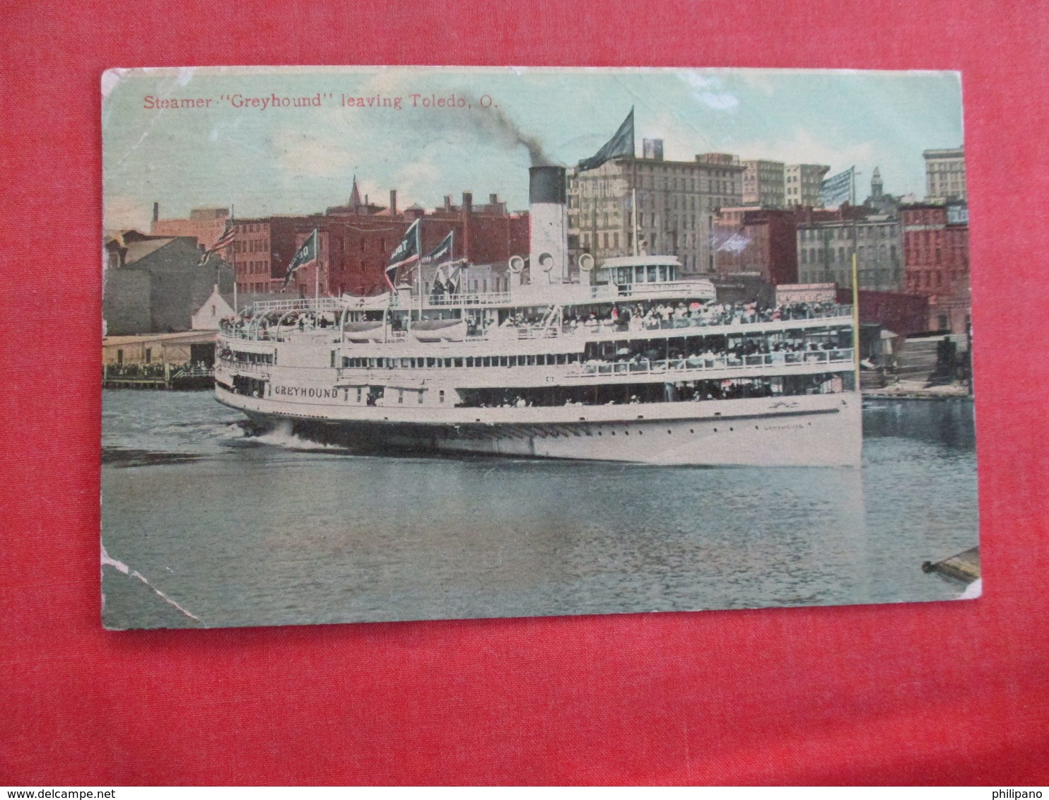 Steamer  "Greyhound" Leaving Toledo Ohio   > Ref 2977 - Paquebote