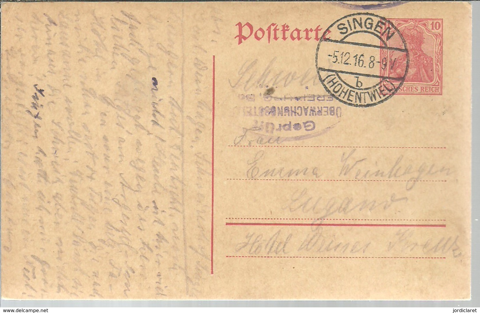 POSTMARKET 1916 SINGEN - Other & Unclassified