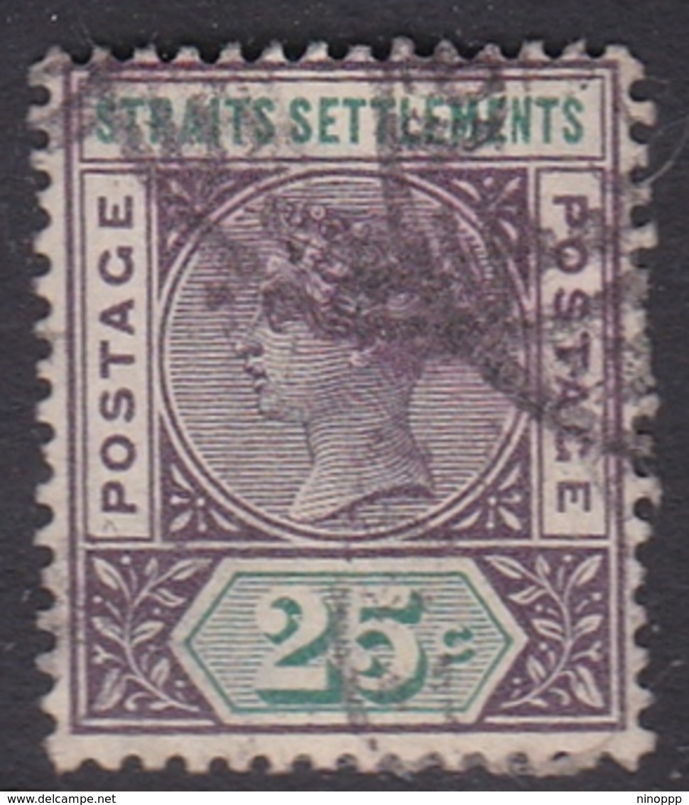 Malaysia-Straits Settlements SG 103 1892 Queen Victoria 25c Purple Brown And Green, Used - Straits Settlements