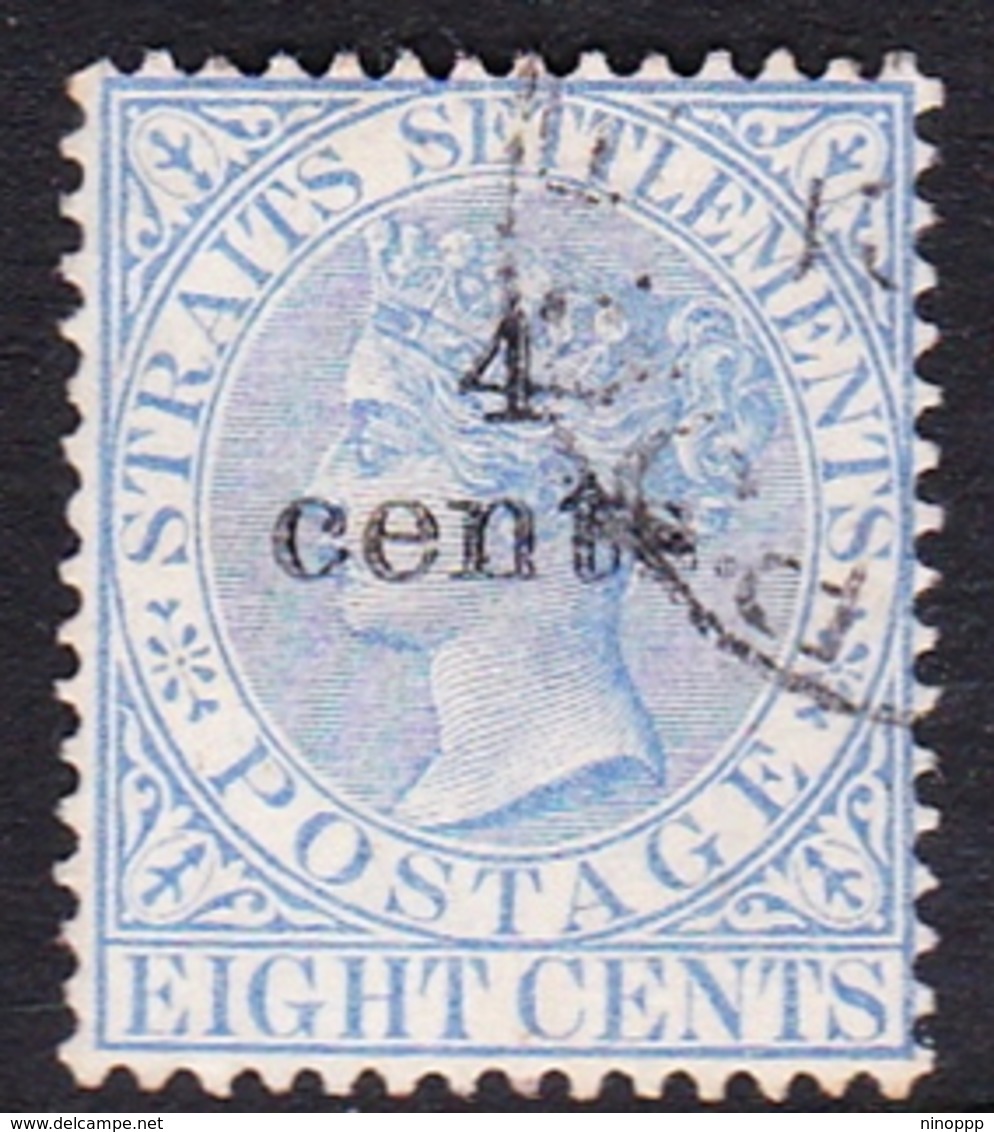 Malaysia-Straits Settlements SG 108 1898 Queen Victoria 4 Cents On 8c Ultramarine, Used - Straits Settlements