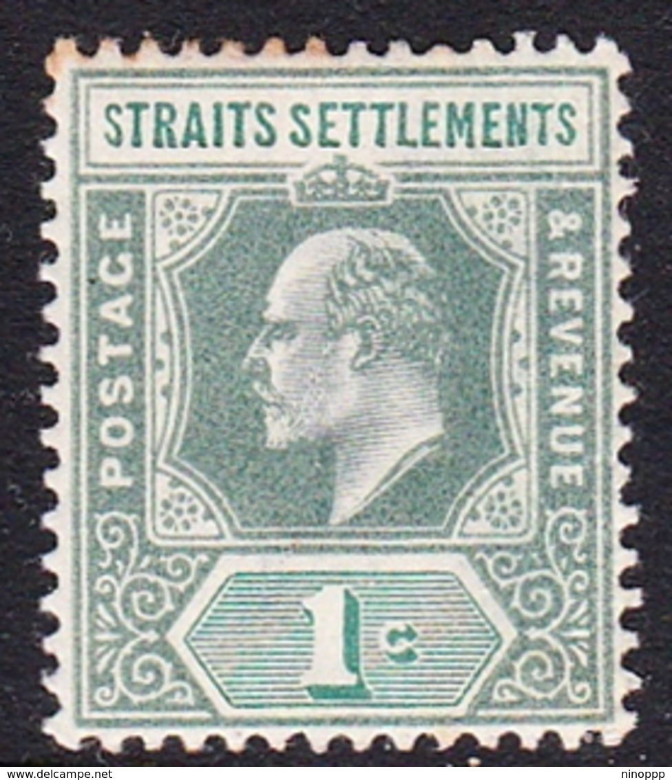 Malaysia-Straits Settlements SG 110 1902 King Edward VII, 1902  1c Green, Mint Hinged - Straits Settlements