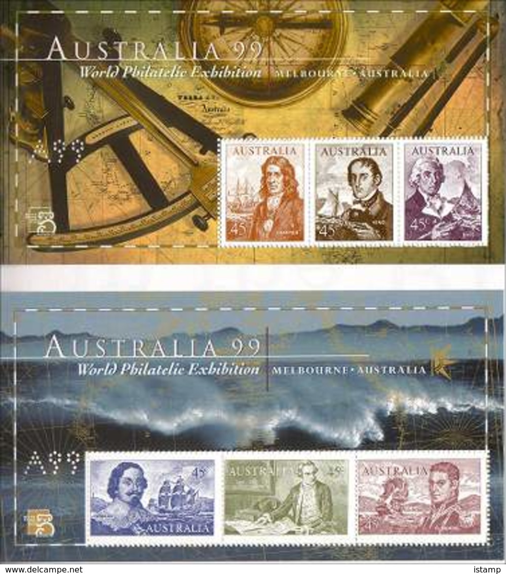 ⭕1999 - Australian NAVIGATORS Of AUSTRALIA '99' A99 Perfin - (2) Miniature Sheet Stamps MNH⭕ - Blocks & Sheetlets