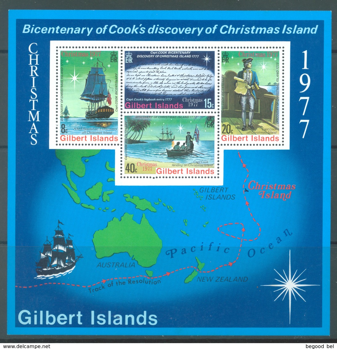 GILBERT ISLANDS  - 1977 - MNH/*** LUXE - BICENTENARY OF COOK'S DISCOVERY - Yv BLOC 2  SG  MS59 - Lot 16942 - Îles Gilbert Et Ellice (...-1979)