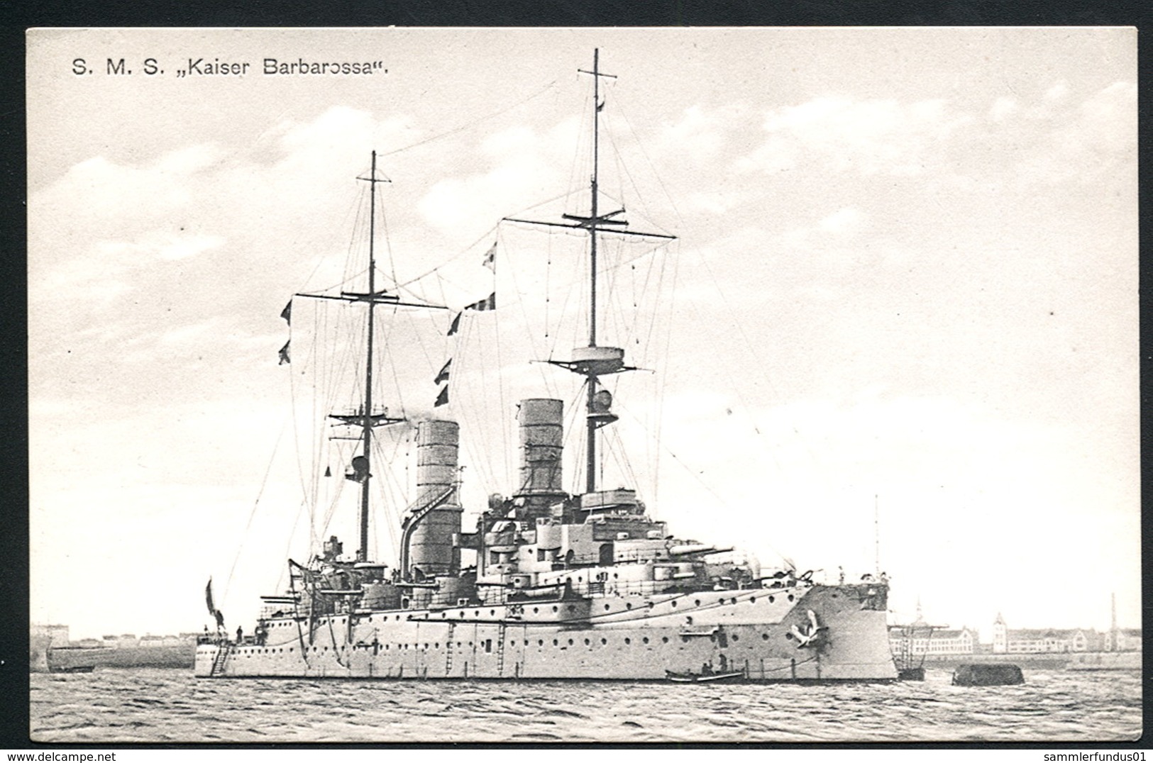 AK/CP Kaiserliche Marine  SMS  Kaiser Barbarossa    Ungel/uncirc. Ca 1910   Erhaltung/Cond. 1-  Nr. 00461 - Krieg