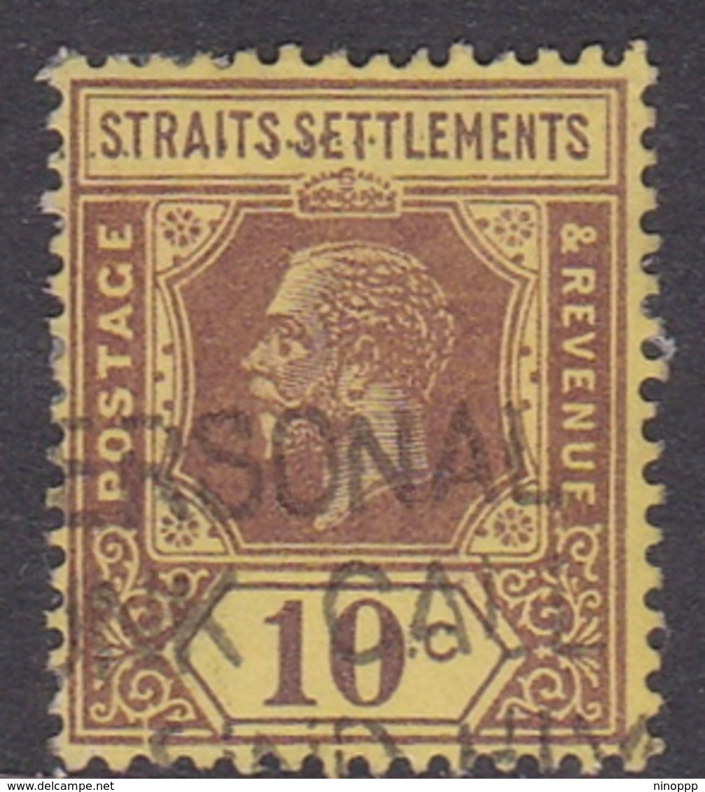 Malaysia-Straits Settlements SG 202 1912 King George V, 10c Purple Yellow, Used - Straits Settlements