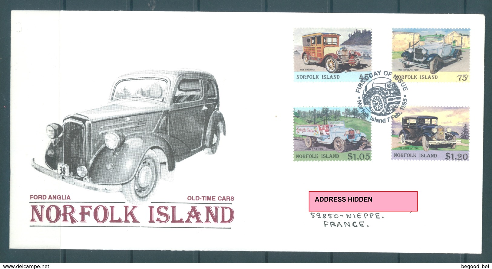 NORFOLK ISLANDS  - 7.2.1995 - FDC - OLD TIME CARS - Yv 567-568  SG  583-586 - Lot 16944 - LIGHT HINGED AT BACKSIDE - Ile Norfolk