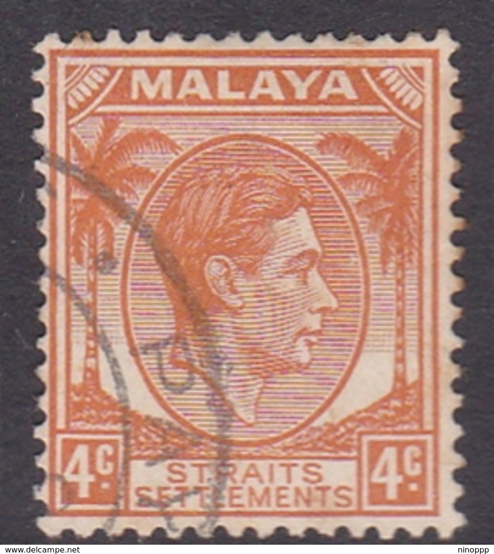 Malaysia-Straits Settlements SG 296 1938 King George VI, 4c Orange, Used - Straits Settlements