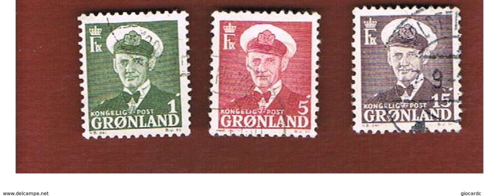 GROENLANDIA (GREENLAND)  - SG 26.36 -   1950 KING FREDERIK IX, 3  DIFFERENT STAMPS OF THE CURRENT SERIE  -   USED - Used Stamps