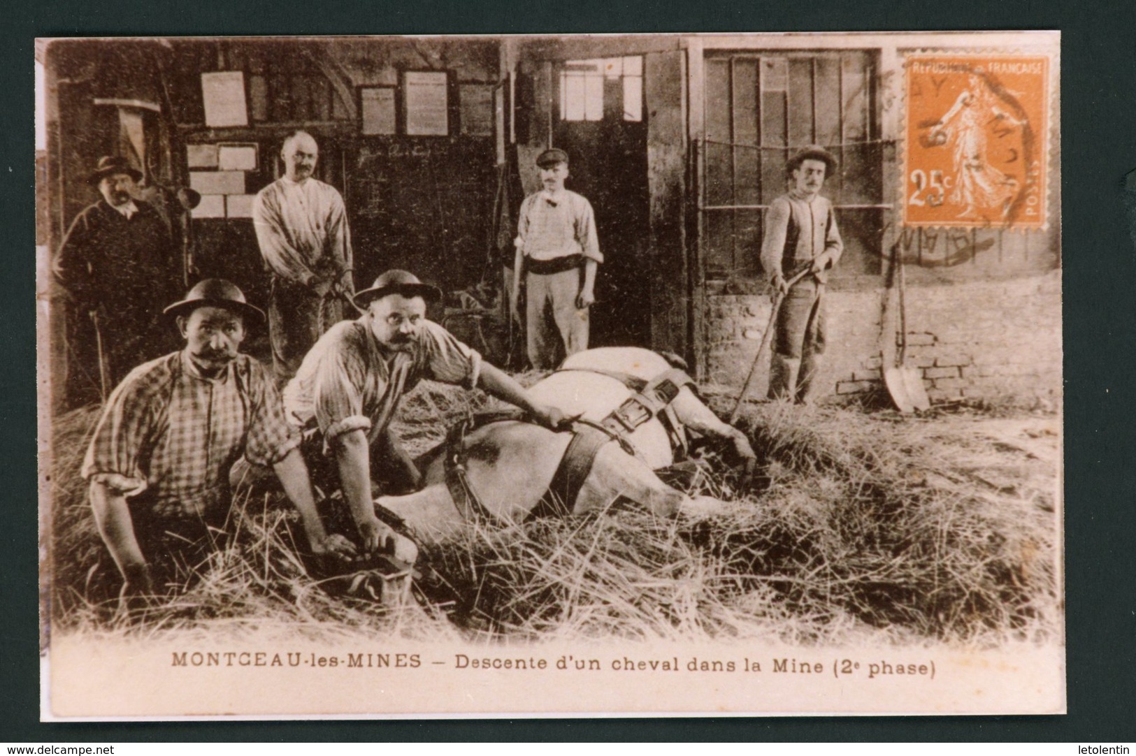 Repro De CPA:  71 - MONTCEAU LES MINES - DESCENTE D'UN CHEVAL DANS LA MINE (2e PHASE) - Montceau Les Mines