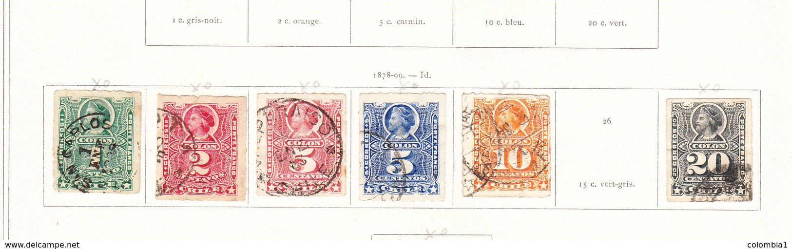 CHILI Timbres anciens et Timbres télégraphes à partir de 1867 sur feuilles d'album