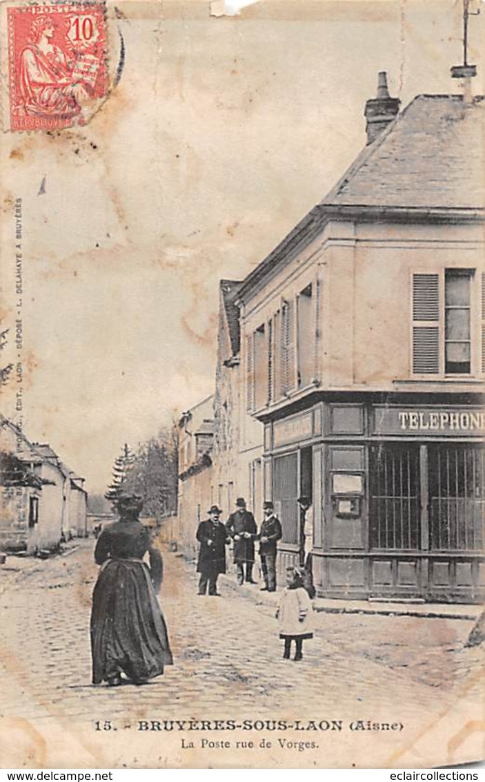 Bruyères Sous Laon        02     La Poste Rue De Vorges       (Décollée Et Salie Voir Scan) - Andere & Zonder Classificatie