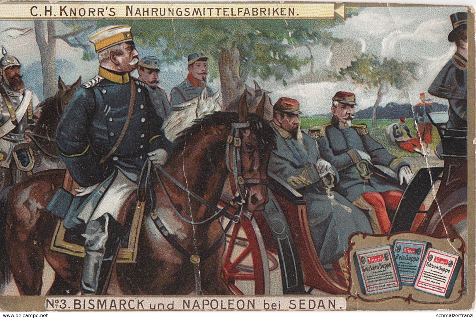 Sammelbild Knorr 's Momente Aus Dem Leben Bismarcks No 3 Bismarck Und Napoleon III Bei Sedan - Sonstige & Ohne Zuordnung