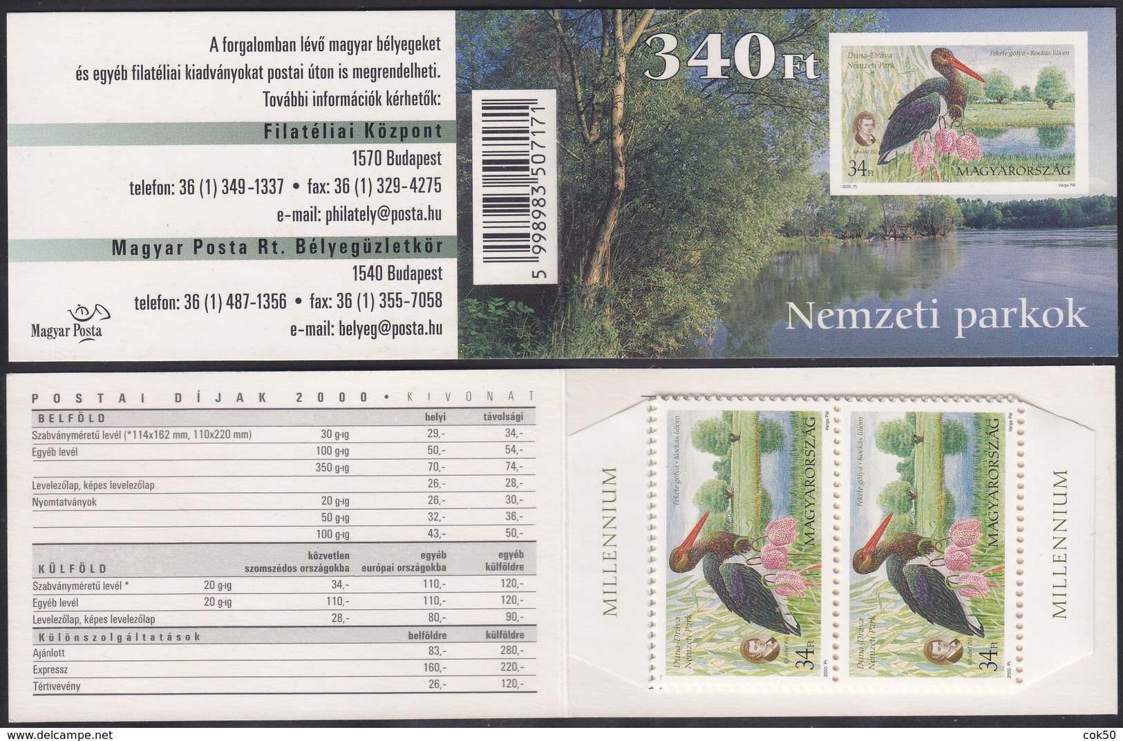 HUNGARY 2000 - Birds - Famous National Park Booklet 340 Ft (10 Stamps) Mi# 4589 MNH - Carnets