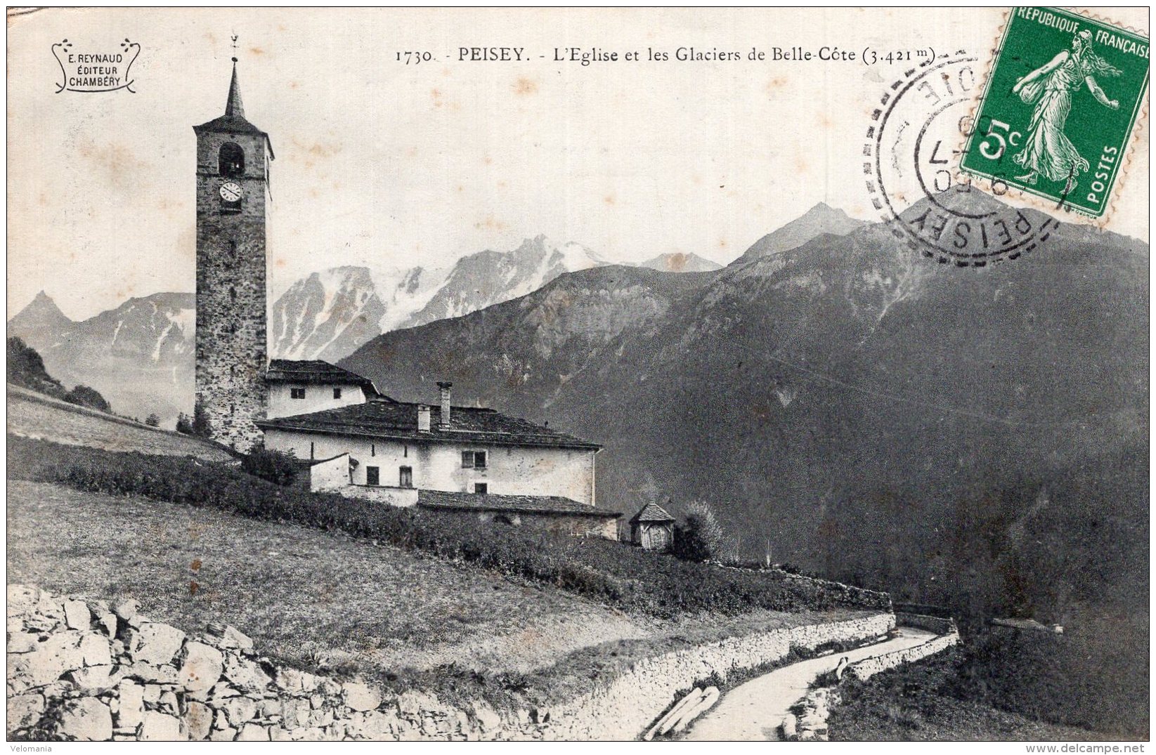 V14634 Cpa 73 Peisey - L'Eglise Et Les Glaciers De Belle Côte - Autres & Non Classés