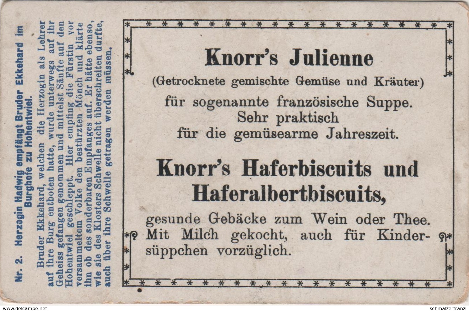 Sammelbild Knorr 's Ekkehard Bild No 2 Herzogin Hadwig Empfängt Bruder Ekkehard Im Burghof Von Hohentwiel - Sonstige & Ohne Zuordnung