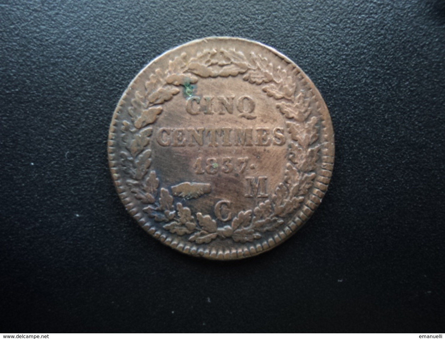 MONACO : 5 CENTIMES  1837 MC   KM 95.2a / G.102 *    TB+ / TTB - 1819-1922 Honoré V, Charles III, Albert I