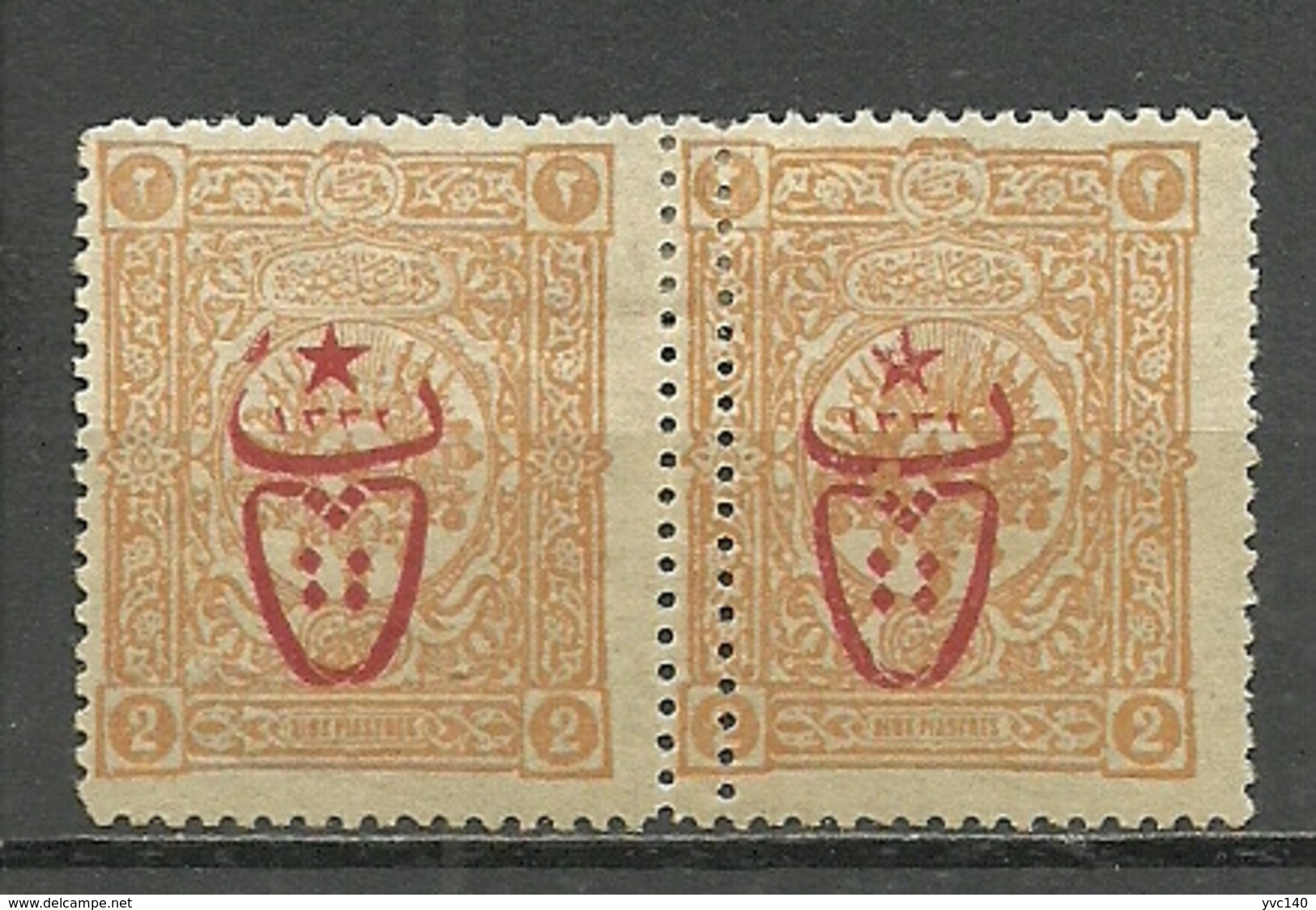 Turkey; 1917 Overprinted War Issue Stamp 2 K. ERROR "Double Perf." (Signed) - Ongebruikt