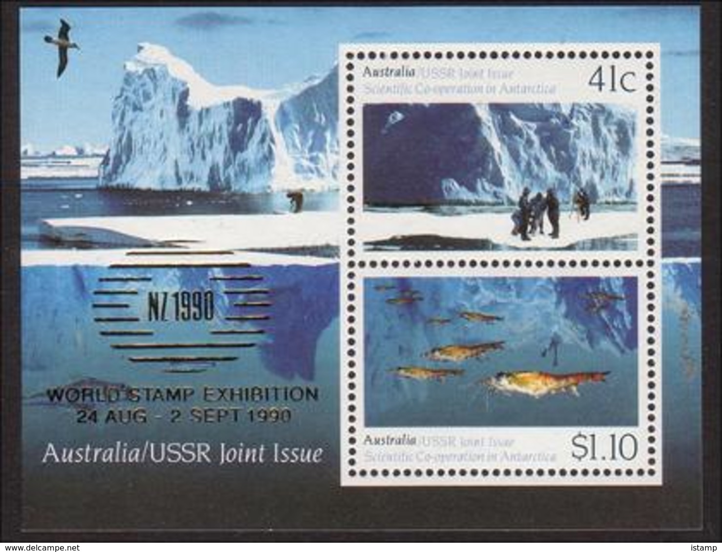 ⭕1990 - Australia USSR Joint Issue 'overprint NZ 90' - Miniature Sheet MNH⭕ - Blocks & Sheetlets