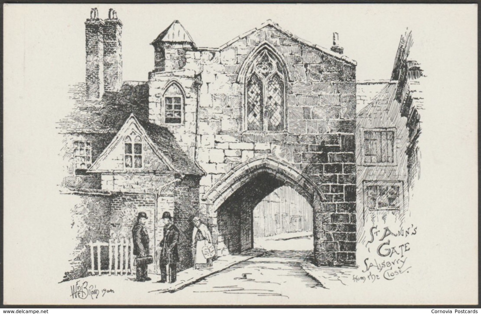 St Ann's Gate From The Close, Salisbury, Wiltshire, 1904 - R R Edwards Postcard - Salisbury