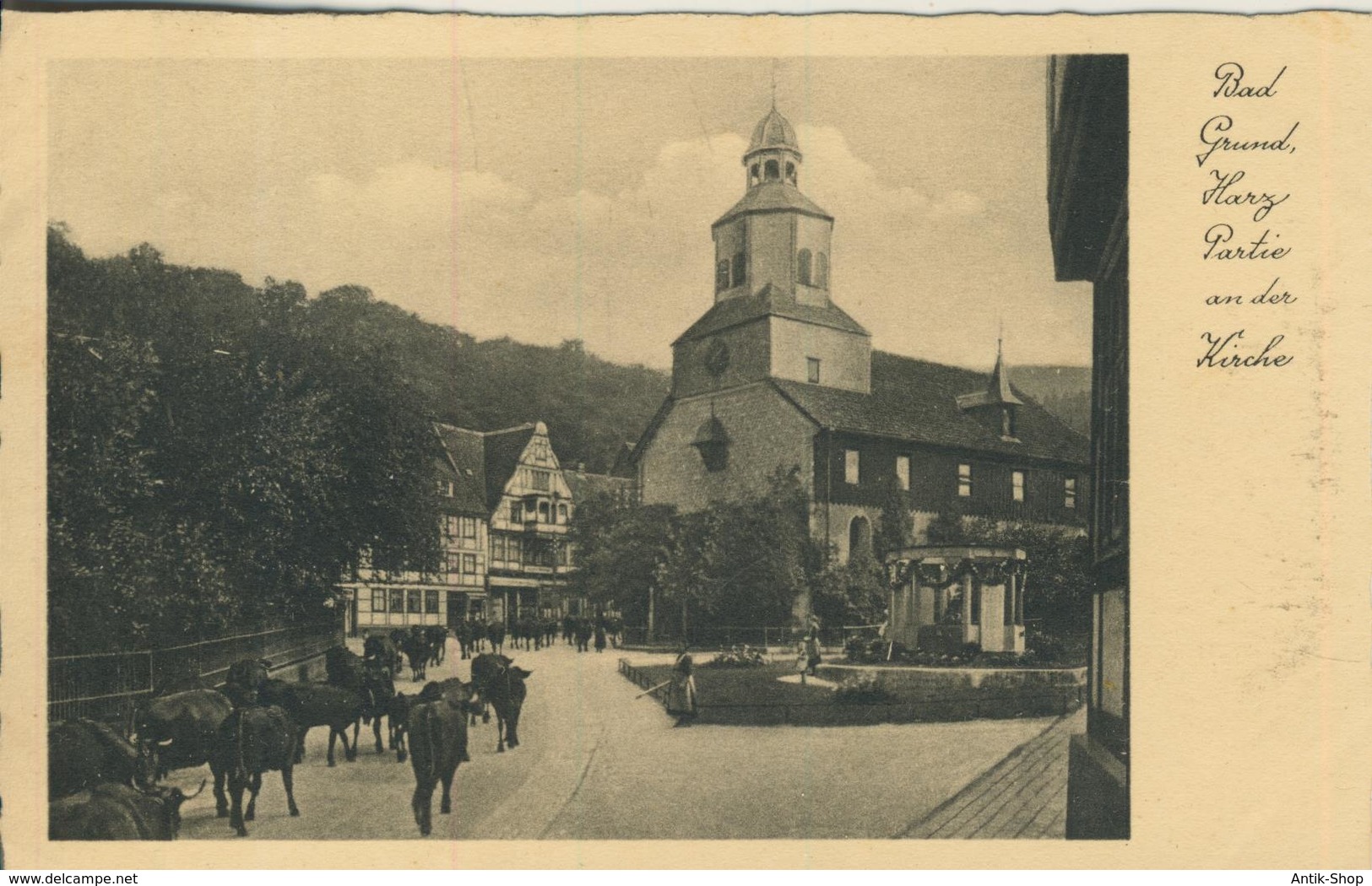 Bad Grund V. 1938  Partie An Der Kirche Wo Kühe Laufen  (158) - Bad Grund