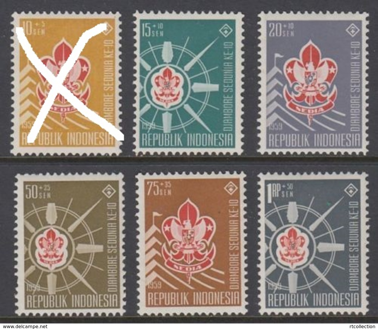 Indonesia 1959 10th World Scout Jamboree Organizations Scouting Youth Stamps MNH Mi 243-248 (one Missing) - Indonesia