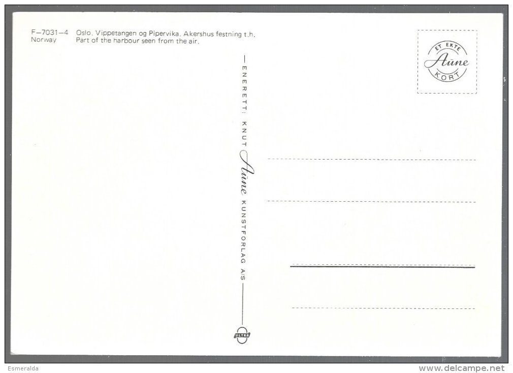 PC  AUNE F-7031-4- Norway,Oslo , Part Of The  Harbour Seen From  The Air.  Unused - Dampfer
