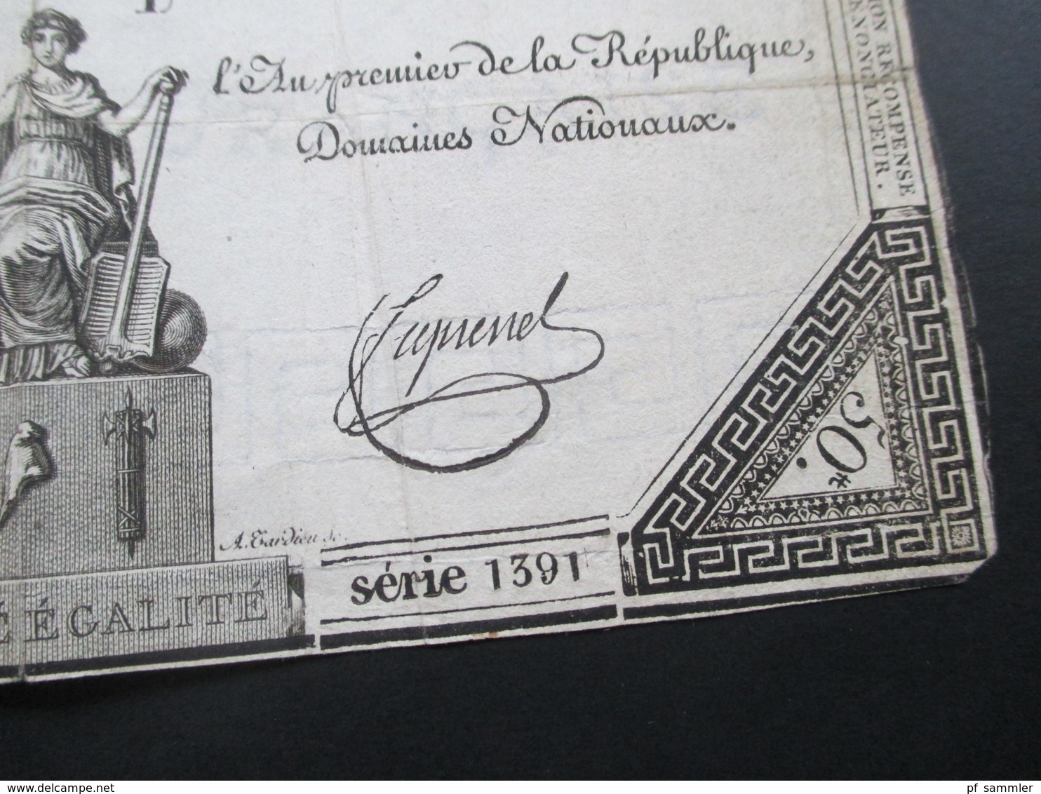 Frankreich Assignat De Cinquante Livres 14. Dec. 1792. No 762 Serie 1391. - ...-1889 Francs Im 19. Jh.