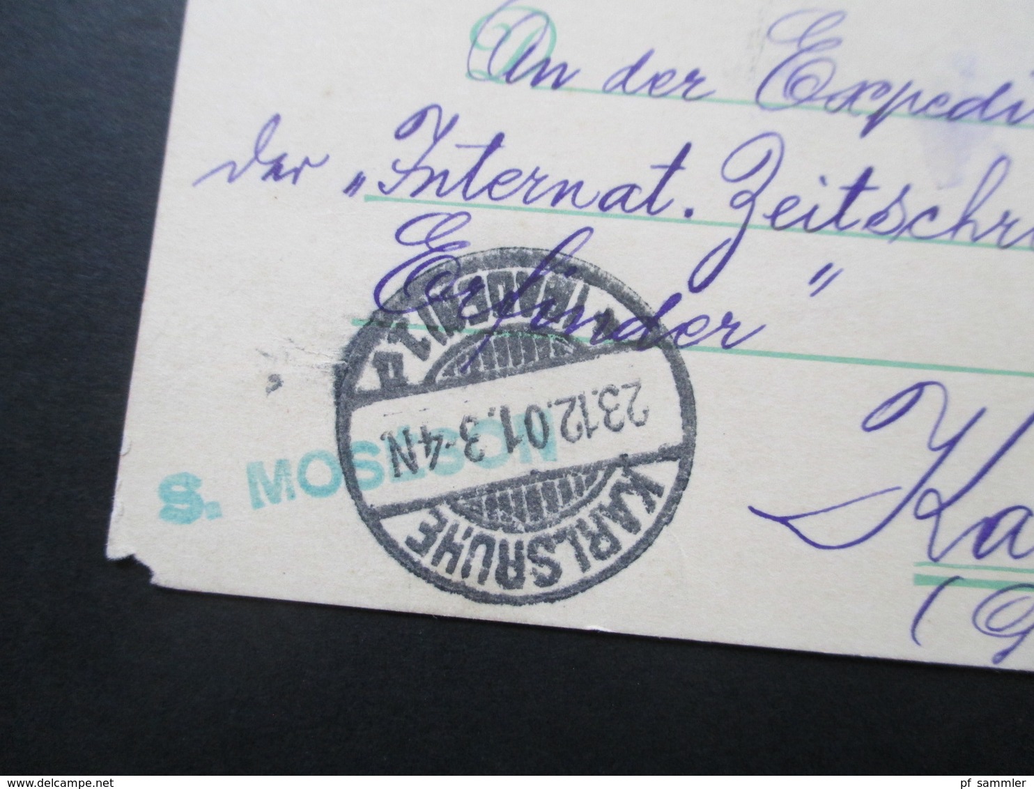 Rumänien 1901 Ganzsache Mit Zusatzfrankatur Nach Karlsruhe Mit AK Stempel! S. Moseson Strada Politiei 11. - Lettres & Documents