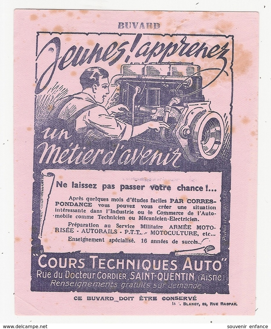 Buvard Cours Techniques Auto Rue Du Docteur Cordier Saint St Quentin Aisne 02 - Automobile