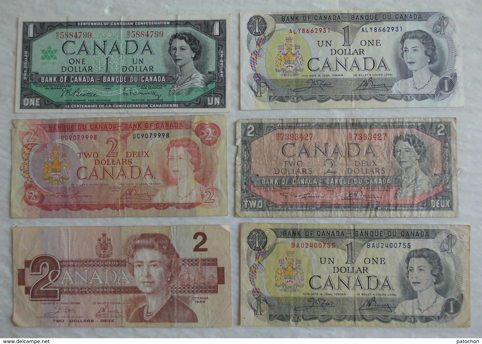 6 Billet De Banque Du Canada 1 & 2 Dollars - Canada