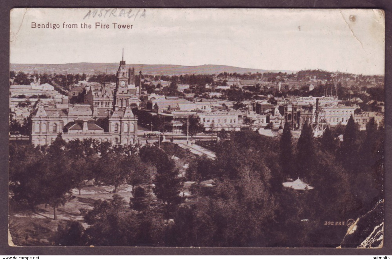 1920s Victoria Australia Unused Postcard Showing Bendigo From The Fire Tower - Bendigo