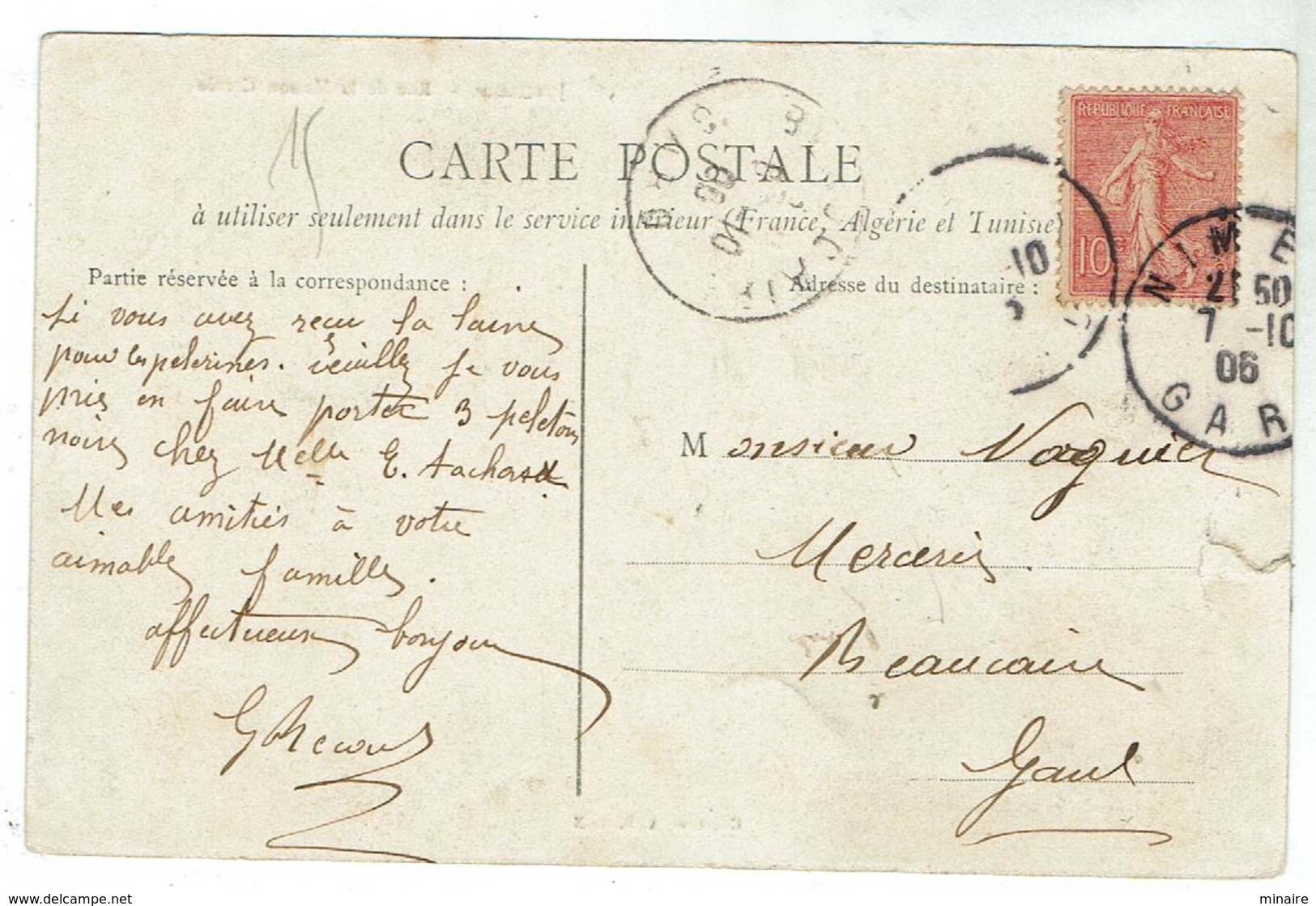 JONQUIERES  Rue De La Maison Carrée Voyagée 1906 - Other & Unclassified