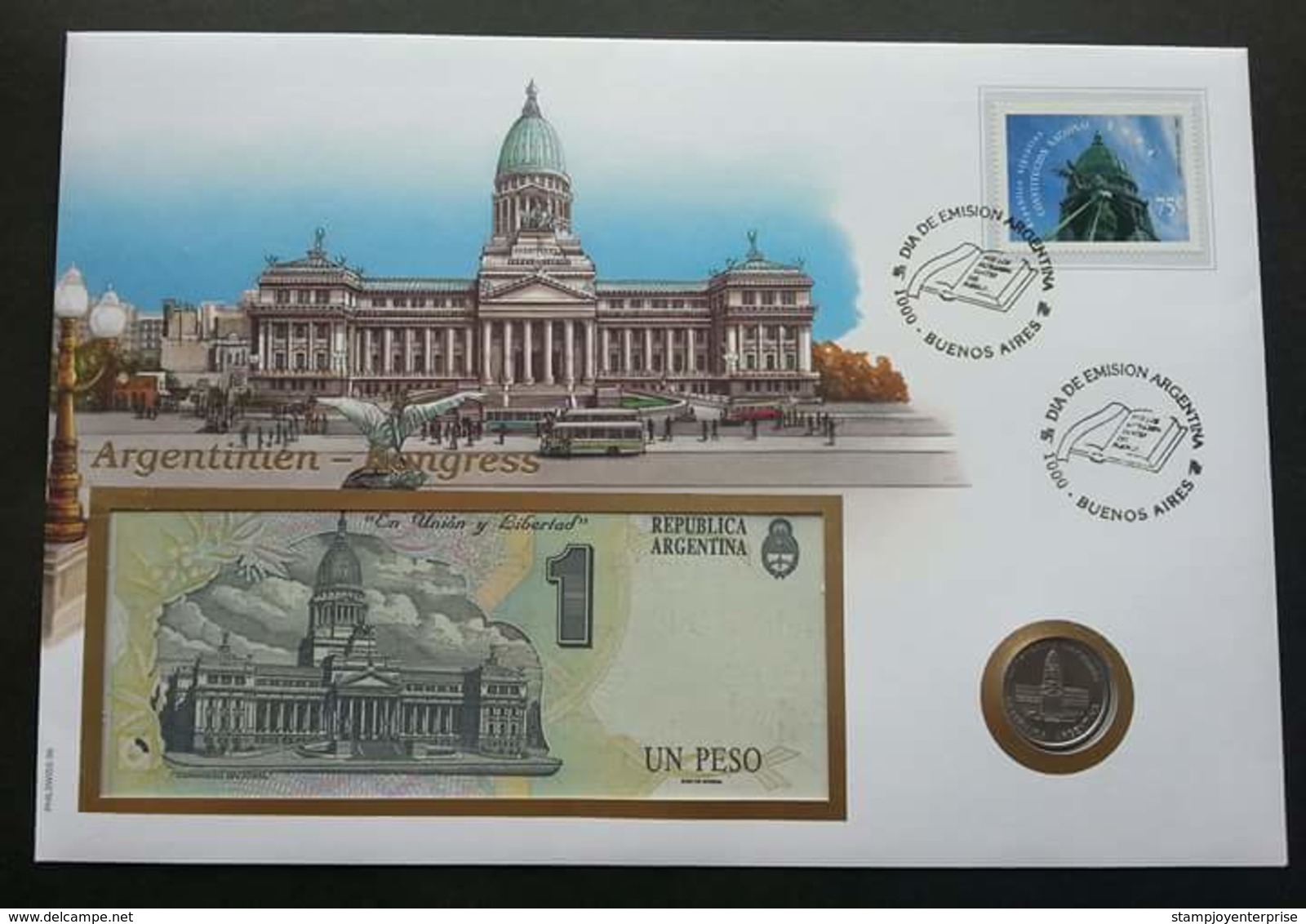 Argentina National Constitution 1995 FDC (banknote Coin Cover) *3 In 1 *rare - Lettres & Documents