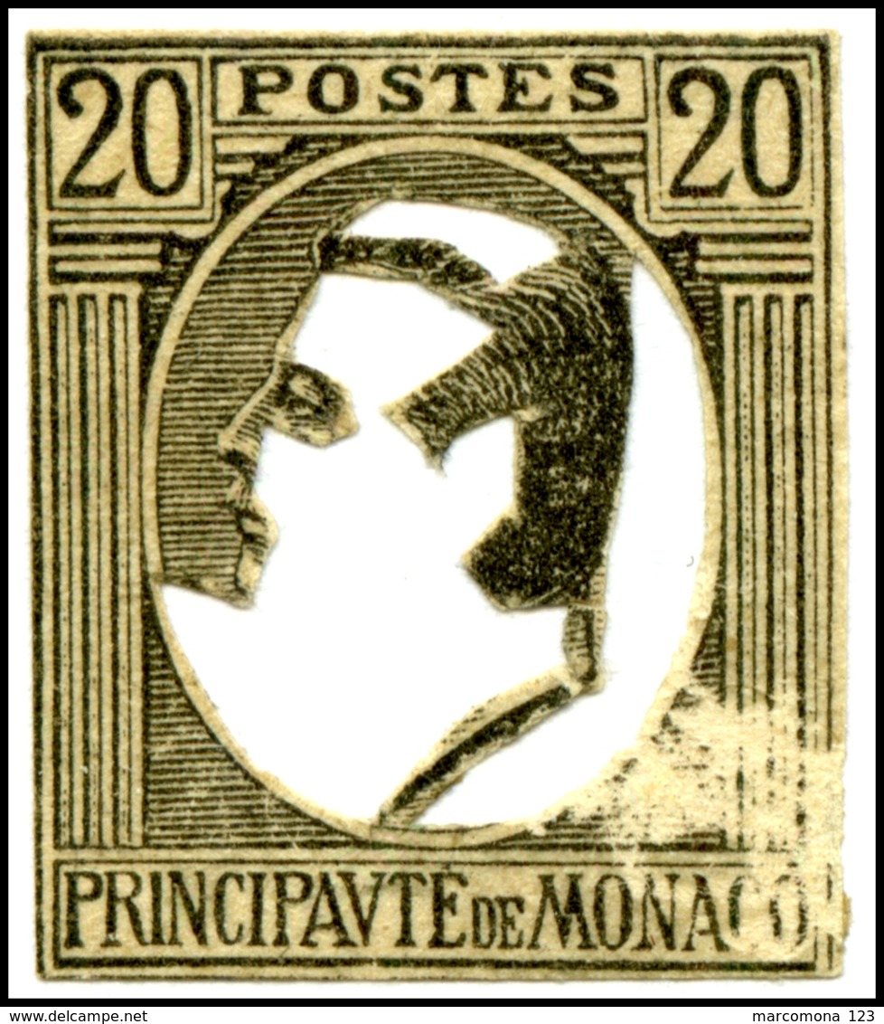 (Lot 279)= MONACO 20c Noir Louis II; N.D., (*) Découpes Pour COUSSINETS D'IMPRESSION (origine CAPHILA)_RRR. - Autres & Non Classés