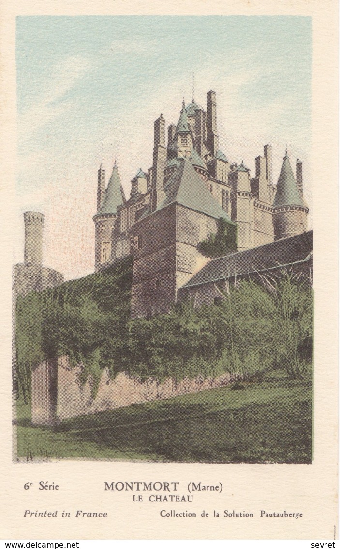 MONTMORT    -  Le Château -  Carte Didactique . Publicité PAUPAUBERGE. - Montmort Lucy