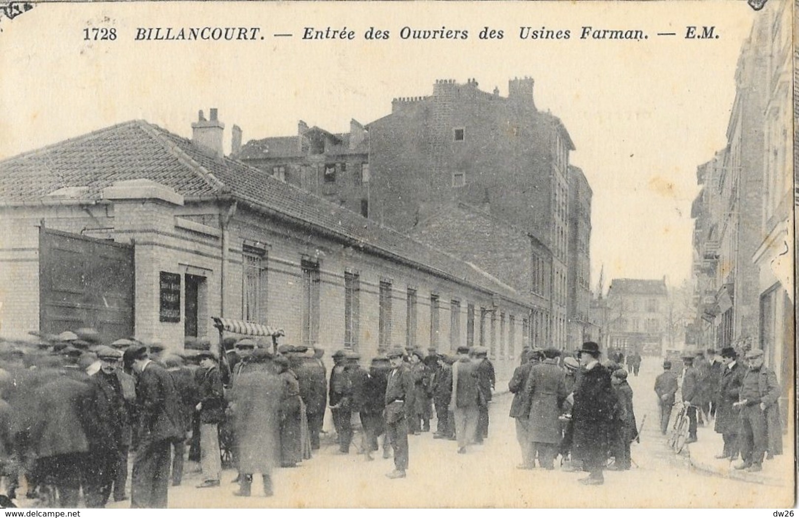 Billancourt - Entrée Des Ouvriers Des Usines Farman - Edition E. Malcuit - Carte E.M. Animée N° 1728 - Boulogne Billancourt