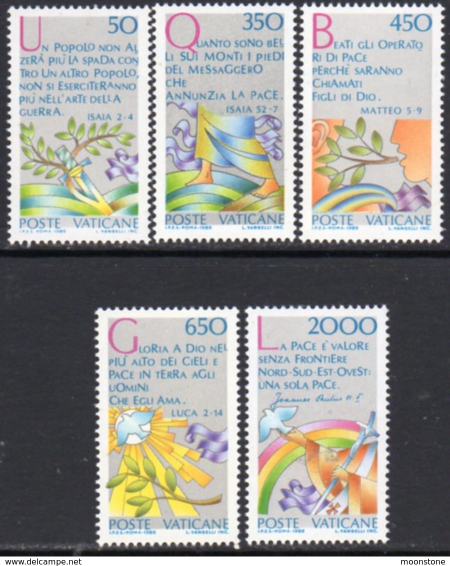 Vatican City 1986 International Peace Year Set Of 5, MNH, SG 846/50 (A) - Unused Stamps