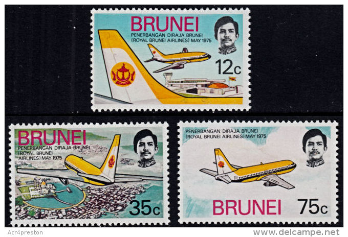 A5170 BRUNEI 1975, SG 241-3 Inauguration Of Royal Brunei Airlines,  MNH - Brunei (1984-...)