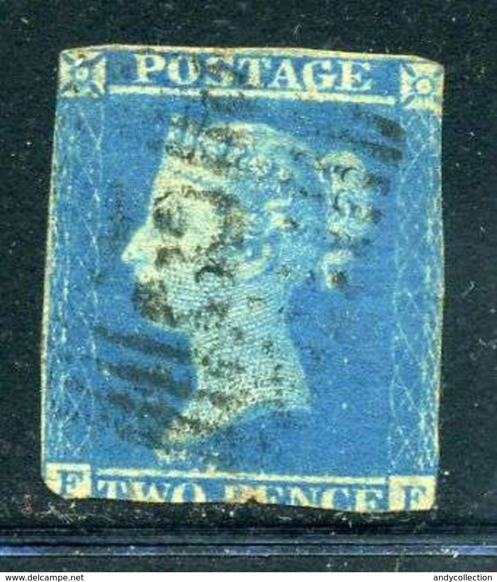 Great Britain Sc 4 1841 Queen Victoria 2p USED BLUE PEPER - Used Stamps